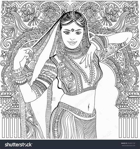 Beautiful Indian Woman Coloring Page Dance Coloring Pages Indian Art