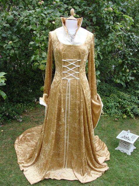 Lotr Bespoke High Collar Art Nouveau Medieval Celtic Wedding Dress