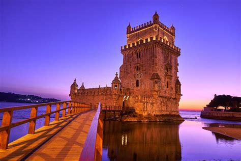 Lisbon Portugal Torre De Belem Tower Sunset Stock Photo Image Of