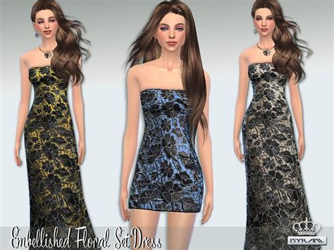 The Sims Resource Embellished Floral Dress