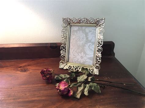 Vintage Small Gold Metal Picture Frame Filigree Flowers Etsy Metal
