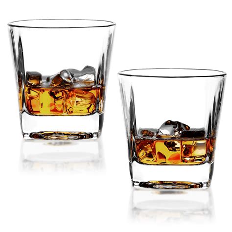 Buy Reatr Square 8 Ounce Whisky Glasses Set Of 2 Rocks Glass Old Fashioned Whiskey Glass Tumbler