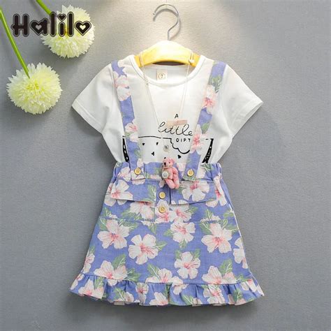 Halilo Children Clothing Set Toddler Shirt Skirt 2pcs Floral Girls Suit