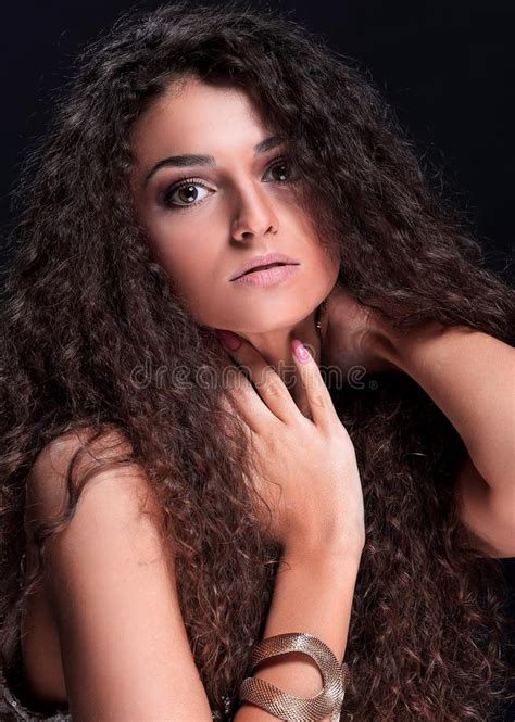 Female Model With Long Shiny Wavy Hairstyle Stock Photo Image Of