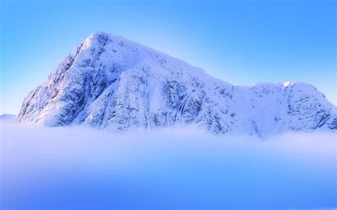 Snowy Mountain Peak Above Clouds Mac Wallpaper Download Allmacwallpaper