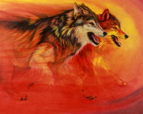 1920x1080px 1080p Free Download Wolves Red Artist Art Yellow