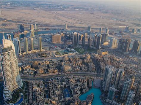 Dubai Skyline As Aerial View Stock Image Image Of Skyscraper Deck