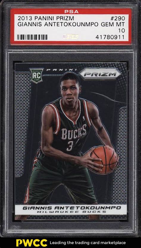 Look out for the rookie giannis antetokounmpo of the milwaukee bucks. 2013 Panini Prizm Giannis Antetokounmpo ROOKIE RC #290 PSA ...