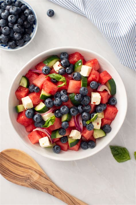 Blueberry And Watermelon Salad With Marinated Feta