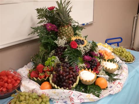 These party snack recipes are so easy to make. My version of a fruit centerpiece made for a retirement party at work. | Event Decorating ...