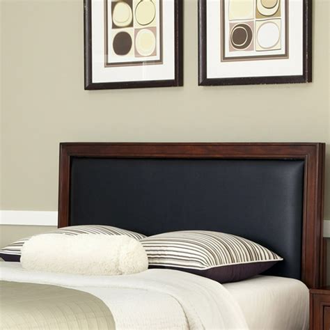 Home Styles Duet Queen Panel Headboard With Black Leather Inset Rustic