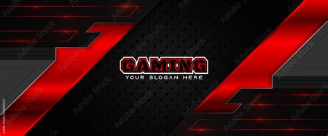 Futuristic Red And Black Abstract Gaming Banner Design Template With