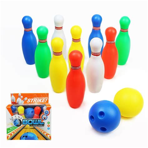 Skittles Bowling Set Kids Outdoor Indoor 10 Pin Bowling Game With 2