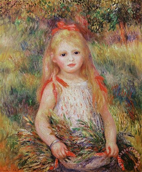 Pierre Auguste Renoir Little Girl Carrying Flowers Painting Little