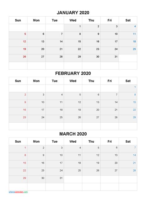 Free Printable 3 Month Calendar2021 January February March 21im1 2021