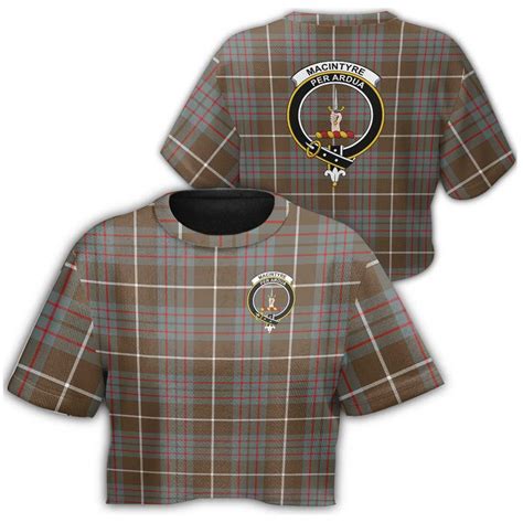 Aio Pride Macintyre Hunting Weathered Clan Tartan Crest Cropped T Shir
