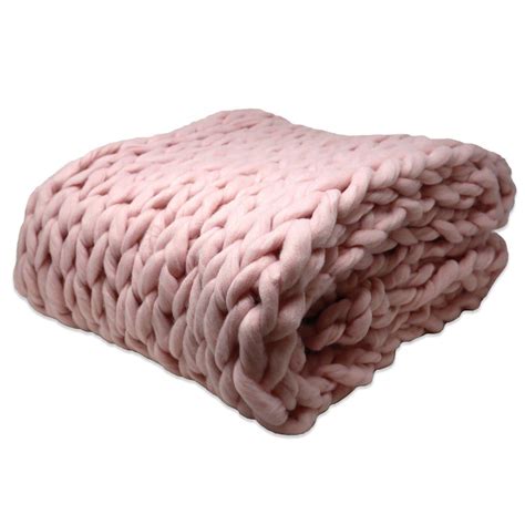 Chunky Cable Knit Blush Pink Throws 125cm X 150cm Ideal Textiles