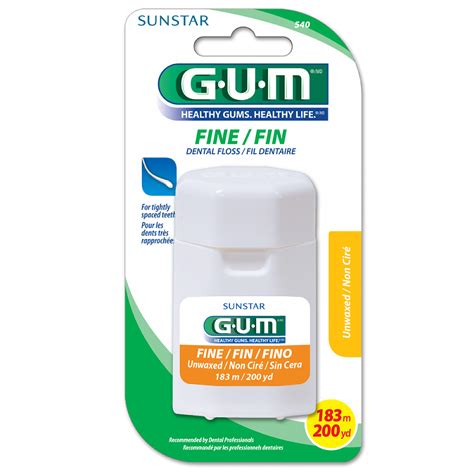 540 Gum Fine Floss 200 Yd Unwaxed Sunstar Oral Care Products Provider