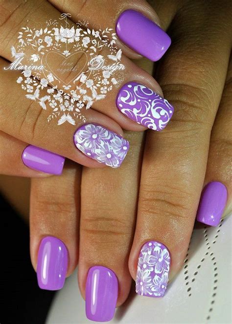 45 Purple Nail Art Designs Art And Design Purple Nails Purple Nail