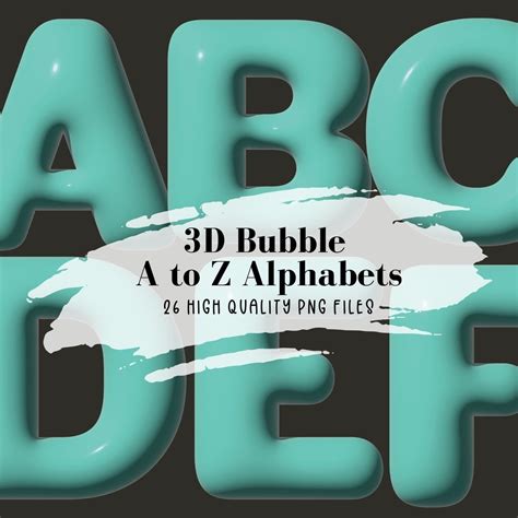 3d Bubble Alphabet Png 3d Bubble Letter Blue Bubble Etsy