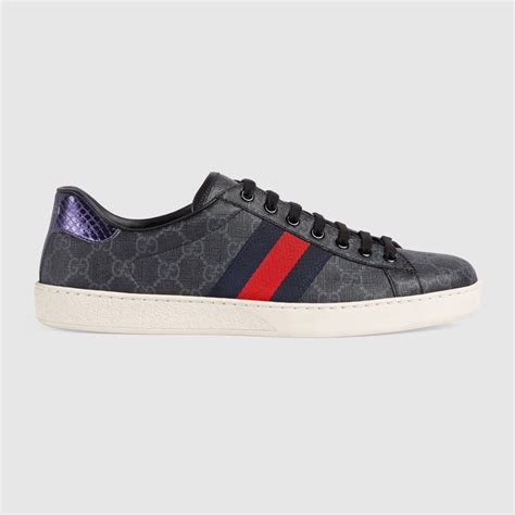 Gucci Men Ace Gg Supreme Canvas Sneaker Shoes Grey Lulux