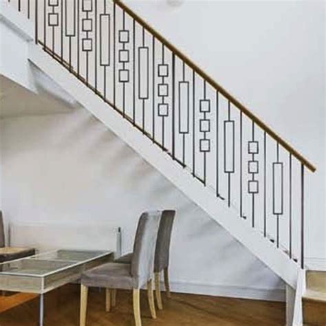 Contemporary Triple Rectangle Stair Iron Balusters Modern Hollow Metal
