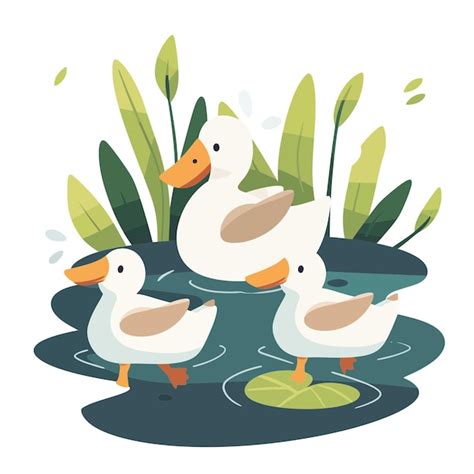 Premium Vector Ducks In A Pond 1