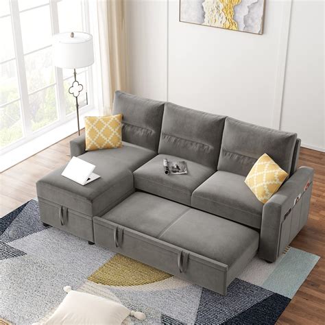 Buy Couch With Pull Out Bed Er Sectional L Shaped Sofa With Storage