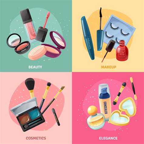 Cosmetics Makeup Concept 4 Icons Square 478356 Vector Art At Vecteezy
