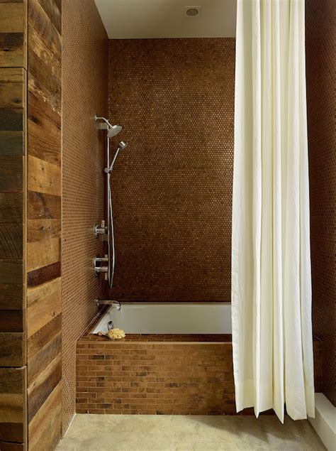Continue reading to see a few designs that can help inspire you to take another look at you might be familiar with penny tile designs from a shower stall floor where their unique coin shape gives wet surfaces a better grip. Copper Penny Tiles - Eclectic - bathroom - Geremia Design