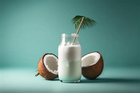 Premium Ai Image Fresh Coconut Milk In A Glass Container A Dairy Free