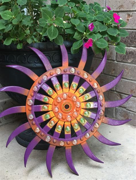 Rotary Hoe Tiller Wheel Cool Yard Art Made With Old Farm Wheels