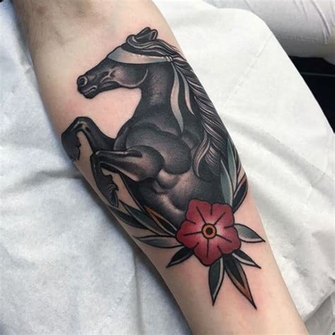40 Traditional Horse Tattoo Designs For Men Retro Ink Ideas
