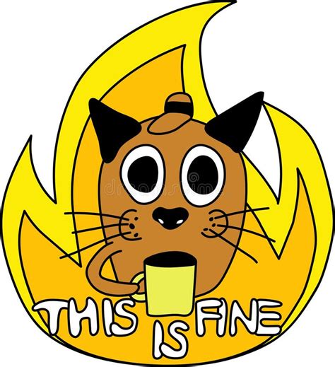 Meme Cat On Fire As Famous Dog With A Cup While His House Is Burning