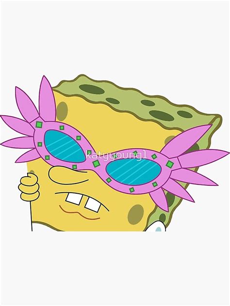 Spongebob With Glasses Meme Sticker For Sale By Katyyoung1 Redbubble