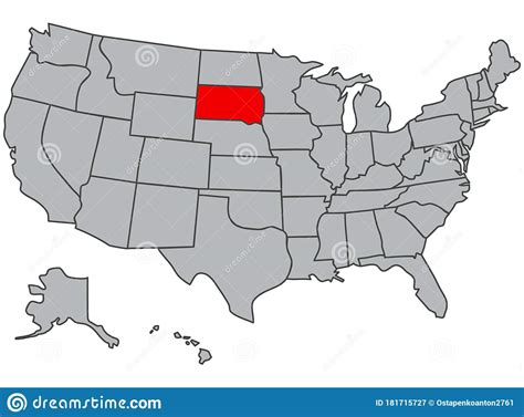 South Dakota Vector Illustration In Gray Color United States Of