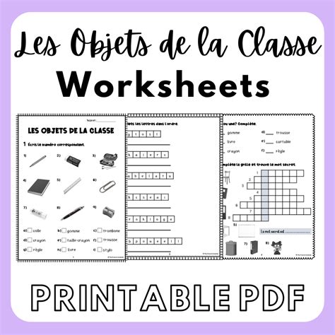 French Les Objets De La Classe Classroom Objects Activities Worksheets