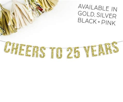 Cheers To 25 Years Banner 25th Birthday Silver Anniversary Banner