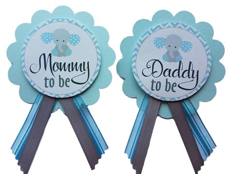 Elephant Baby Shower Pins Blue And Silver Pins For The Mom Dad To Be Or Grandma To Be To Wear At