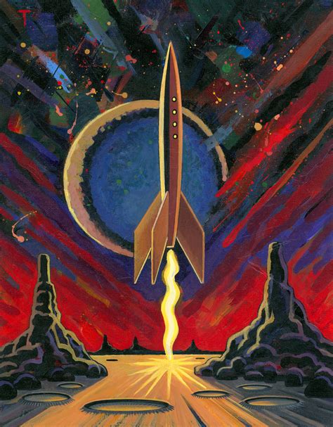 Rocket Painting 48 Space Art Retro Art Planets Art