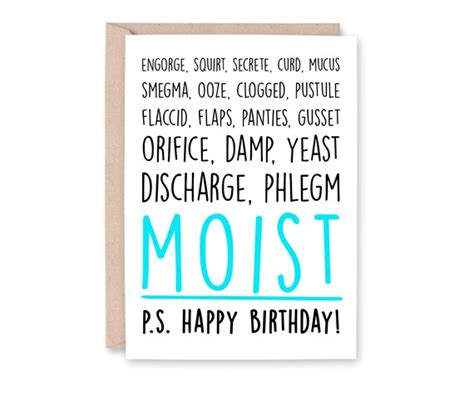 Moist Card Dirty Birthday Card Rude Birthday Card Funny Etsy