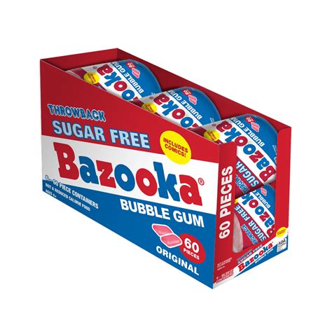 Bazooka Original Bubble Gum Sugar Free 60 Pieces Pack Of 6