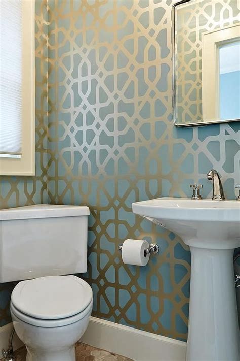 Blue And Gold Bathroom Wallpaper Shardiff World
