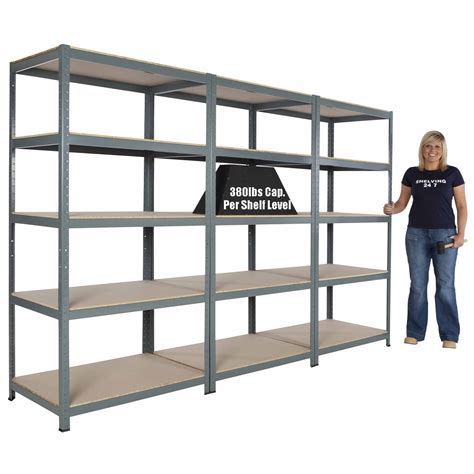 Metal Steel Garage Shelving Commercial Storage Unit 5 Shelves 71hx