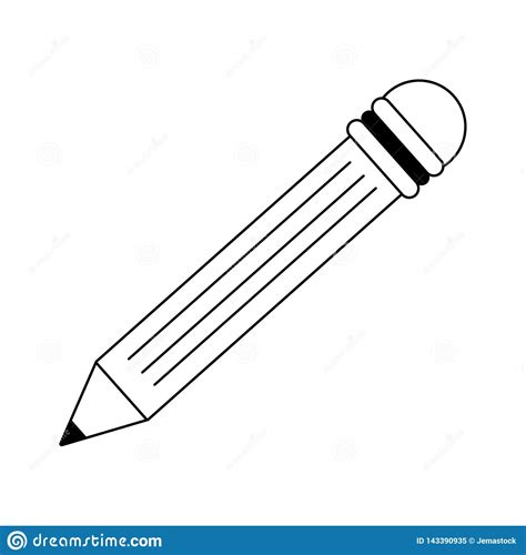 Símbolo Del Dibujo De Lápiz Aislado En Blanco Y Negro Ilustración del