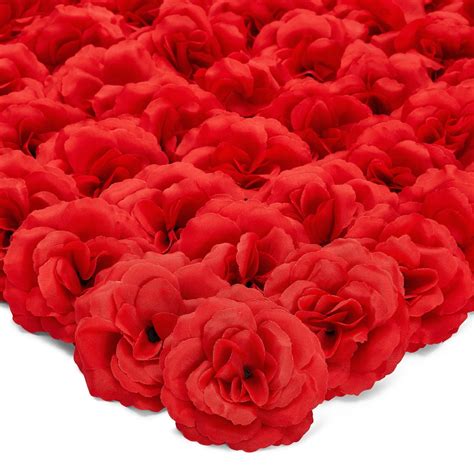 50 Pack 3 Inch Red Artificial Roses Stemless Flower Heads For Crafts