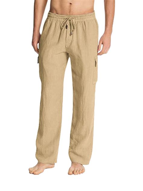 Our Featured Products Omina Mens Linen Relaxed Fit Elastic Waist Straight Pants Loose Beach Pant