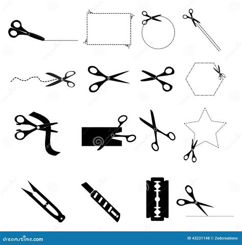 Scissors With Cut Lines Stock Vector Illustration Of Template 43231148