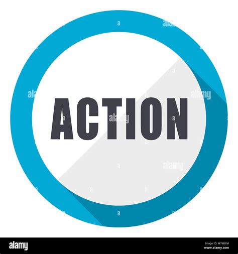 Action blue flat design web icon Stock Photo - Alamy