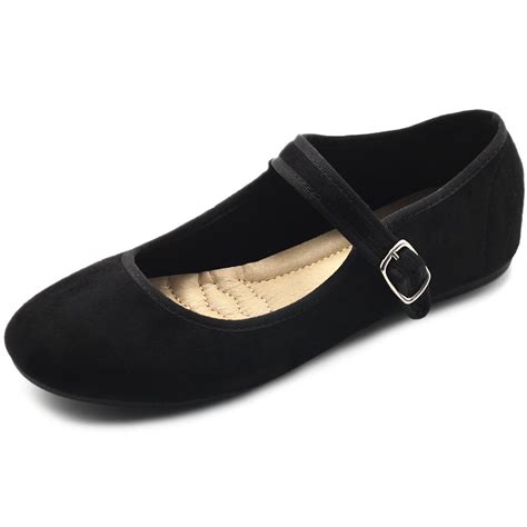 Ollio Womens Shoes Faux Suede Casual Mary Jane Light Ballet Flats Zy0